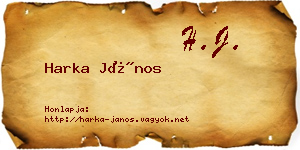 Harka János névjegykártya